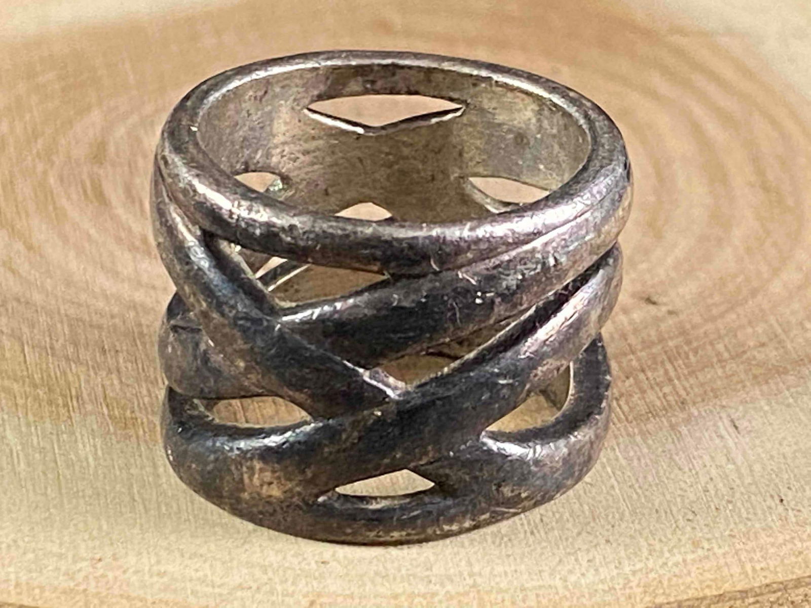 Vintage Sterling Basket Weave Ring (1 of 5)
