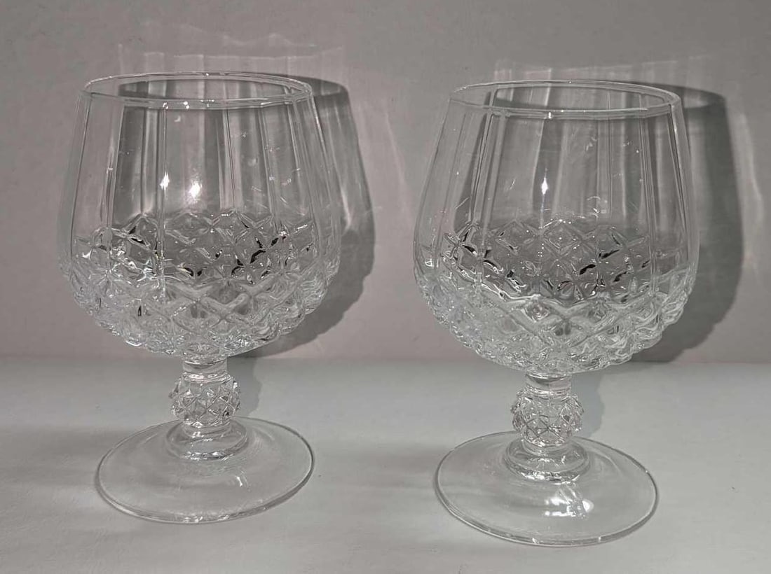 2 Brandy Snifter Glasses With Diamond Pattern A (1 of 6)