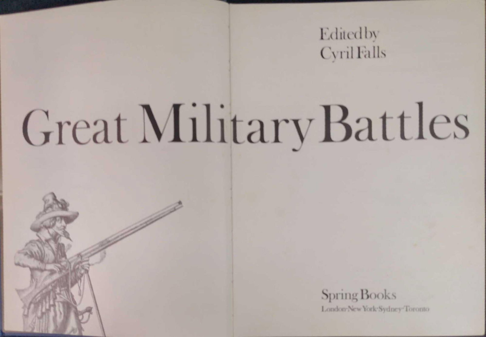 Great Military Battles By Cyril Falls Hardcover: Great Military Battles By Cyril Falls. Published by Spring Books in 1971. The book is approx 9 3/4" x 1" x 12 1/2" and is in a good, vintage condition with shelf-wear on the cover. Militar