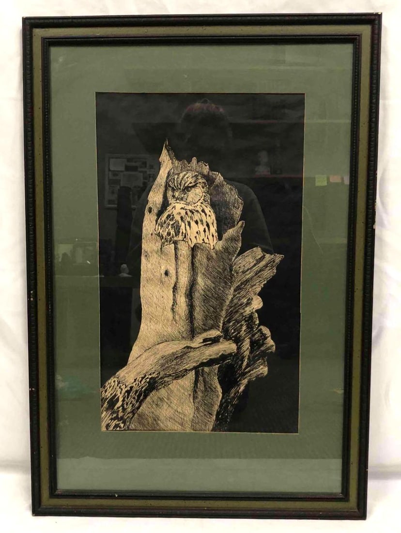 Framed Owl Drawing By Unknown Artist (1 of 7)