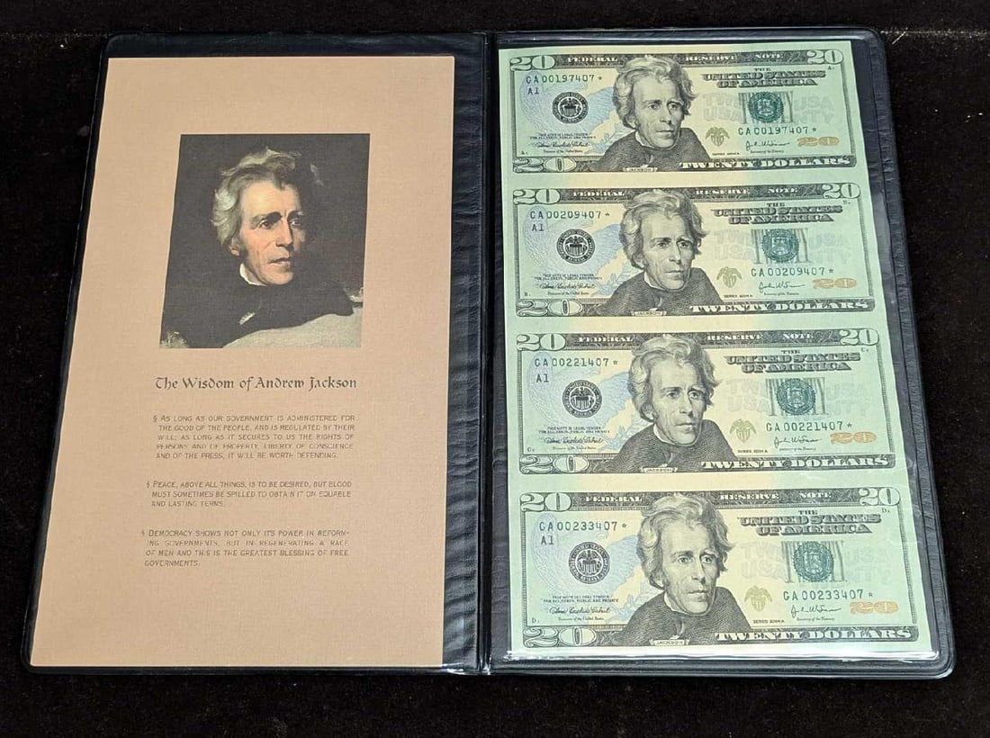 World Reserve Monetary Exchange Uncut Sheet $20 Bills (1 of 4)