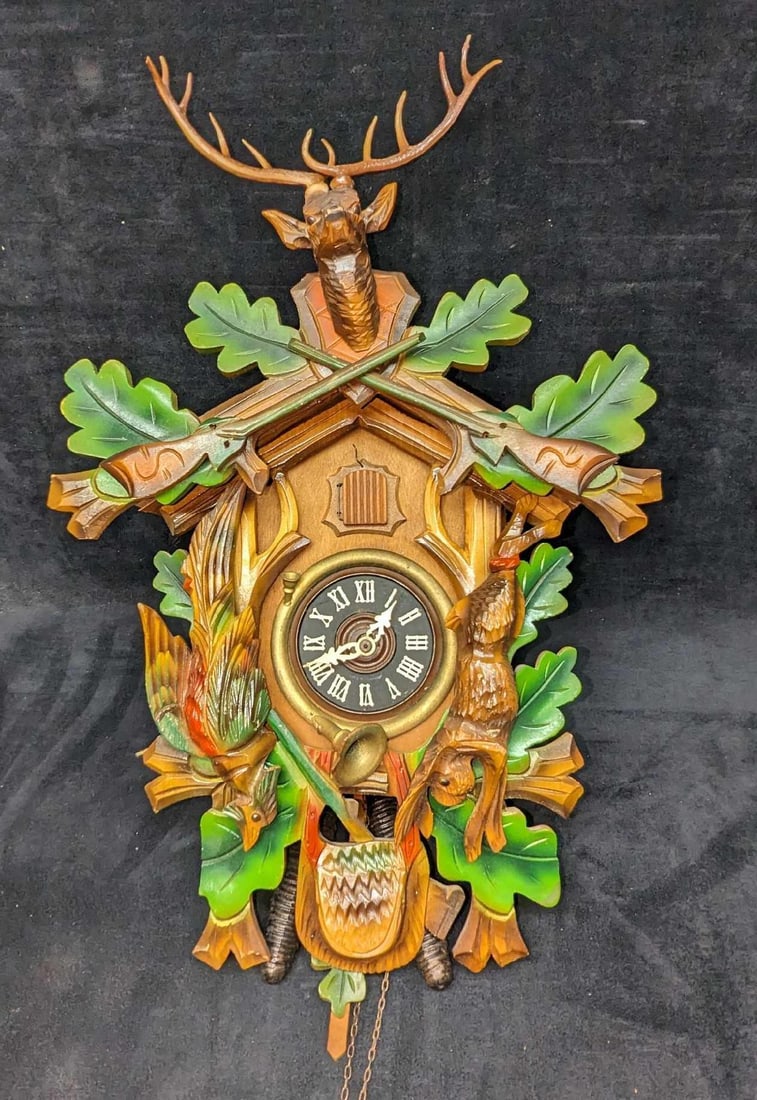 West German Regula Hunter Cuckoo Clock With Stag (1 of 12)