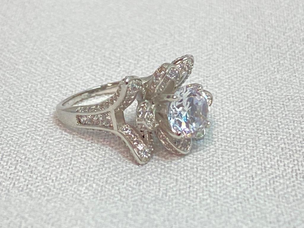 Sterling CZ Ring Deco Flower Design (1 of 3)