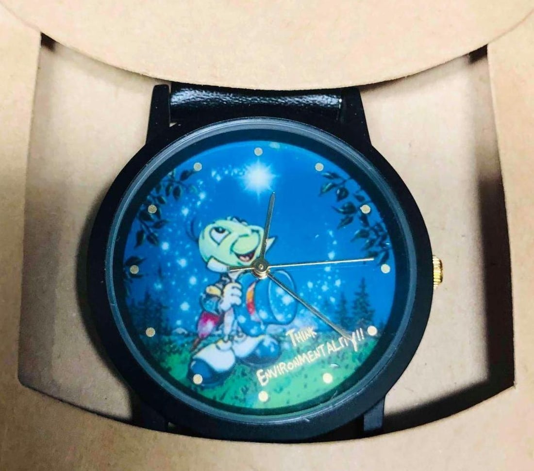 Vintage Disney Pinocchio Jiminy Cricket Enviornmentality Watch Faux Leather (1 of 5)