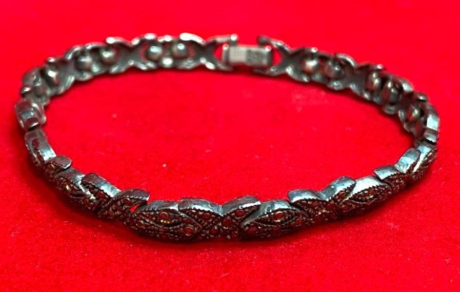 Sterling Marcasite Link Bracelet (1 of 4)