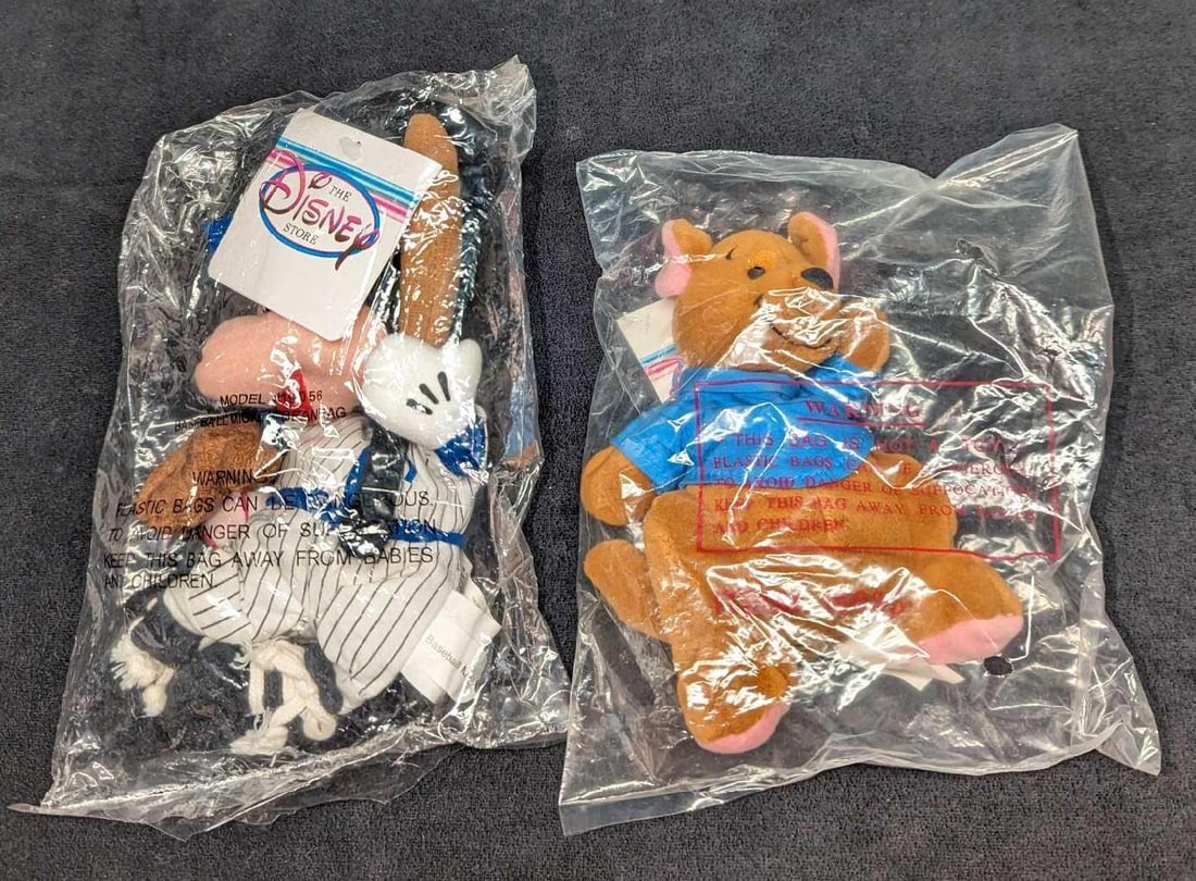 Sealed Disney Baseball Mickey Mouse & Roo: Sealed Disney Baseball Mickey Mouse & Roo. This lot includes: (1) Sealed Baseball Mickey Bean Bag Doll. This is approx 6 1/2" x 2" x 9". Mickey's shoelaces looked a little frayed. 
