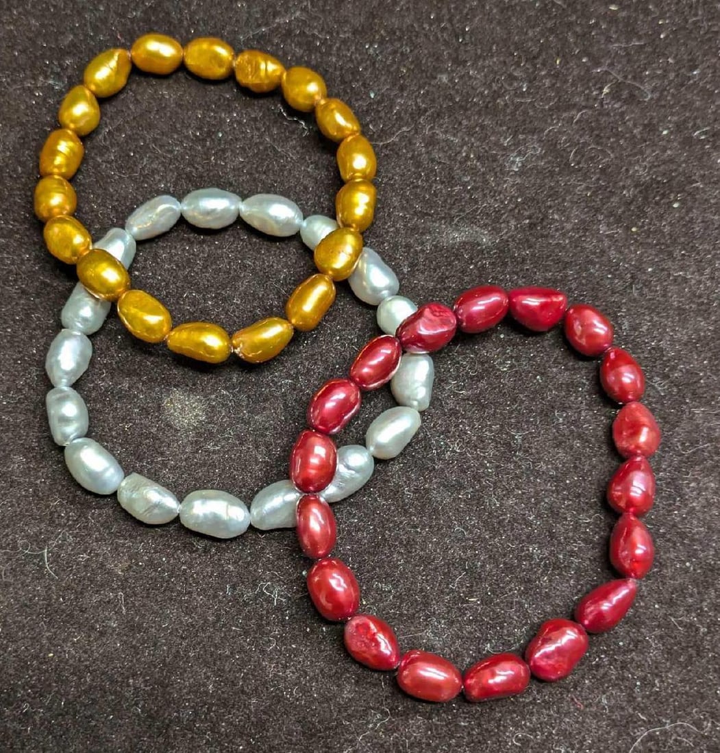 3 Colorful Honora Collection Pearl Stretch Bracelets (1 of 4)