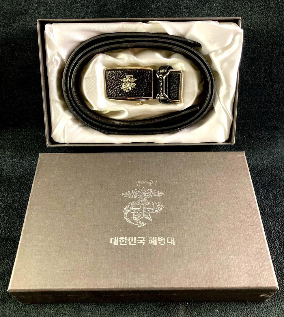 Republic of South Korea Marine Corps Belt: This lot includes: (1) Republic of South Korea Marine Corps Belt Condition is used and see photographs for additional details. This belonged to Frank Shelby who served in Korea and