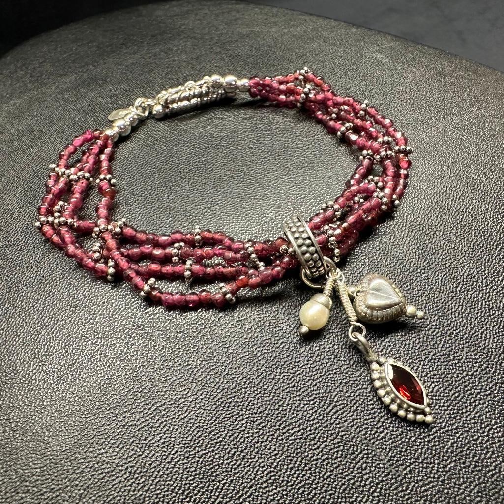 Sterling Silver Amethyst Bead Toggle Clasp Bracelet (1 of 3)