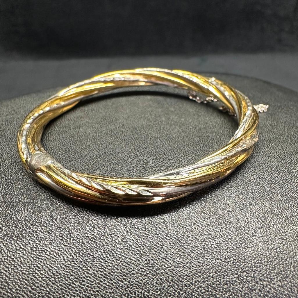 Sterling Silver Hinged Two-Tone Bangle (1 of 2)