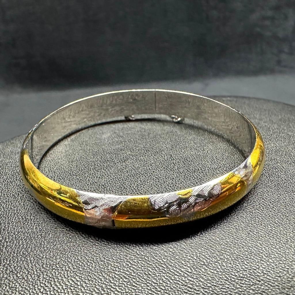 Sterling Silver Hinged Two-Tone Bangle (1 of 2)