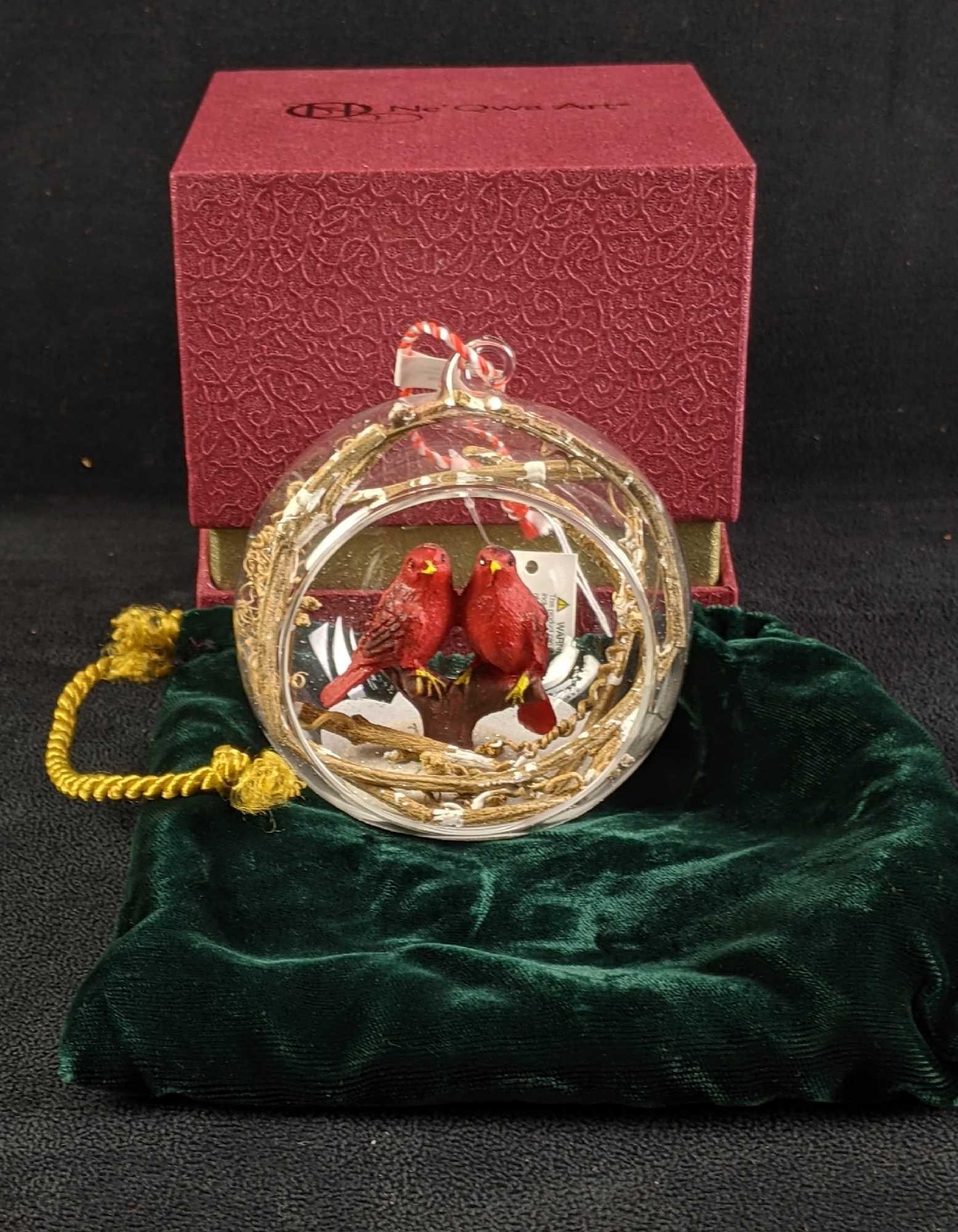 Ornament Globe With Birds Winter Scene (1 of 5)