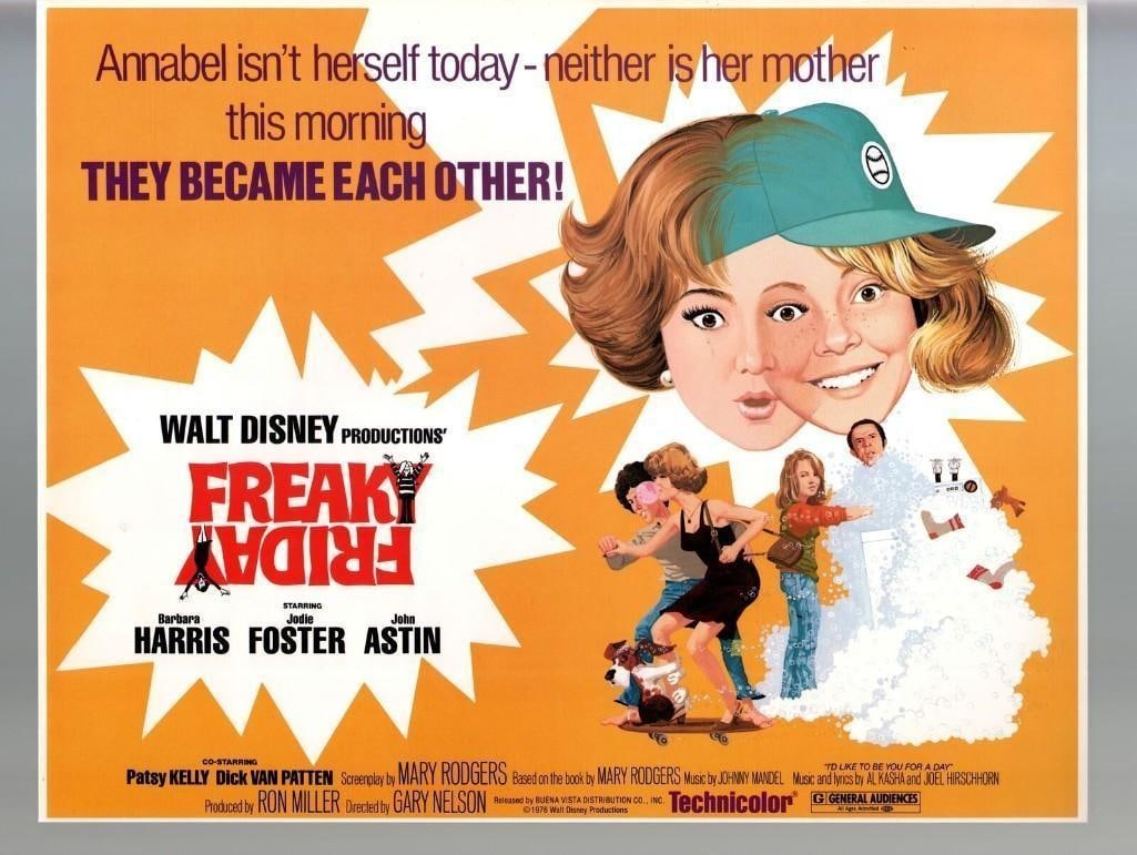 Sealed Disney Freaky Friday 8 11x14 Full Color Lobby Cards 1976: Sealed Freaky Friday 8 11x14 Full-Color Lobby Cards. This is the original, 1976 Disney version starring Jodie Foster, Barbara Harris, and John Astin. Since the cards are fully sealed, the images are f