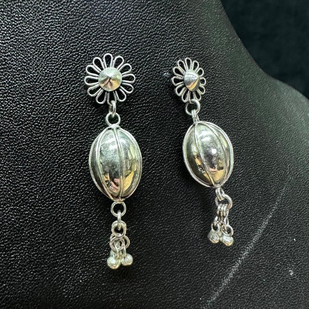 Sterling Silver Flower & Pod Dangle Earrings (1 of 2)