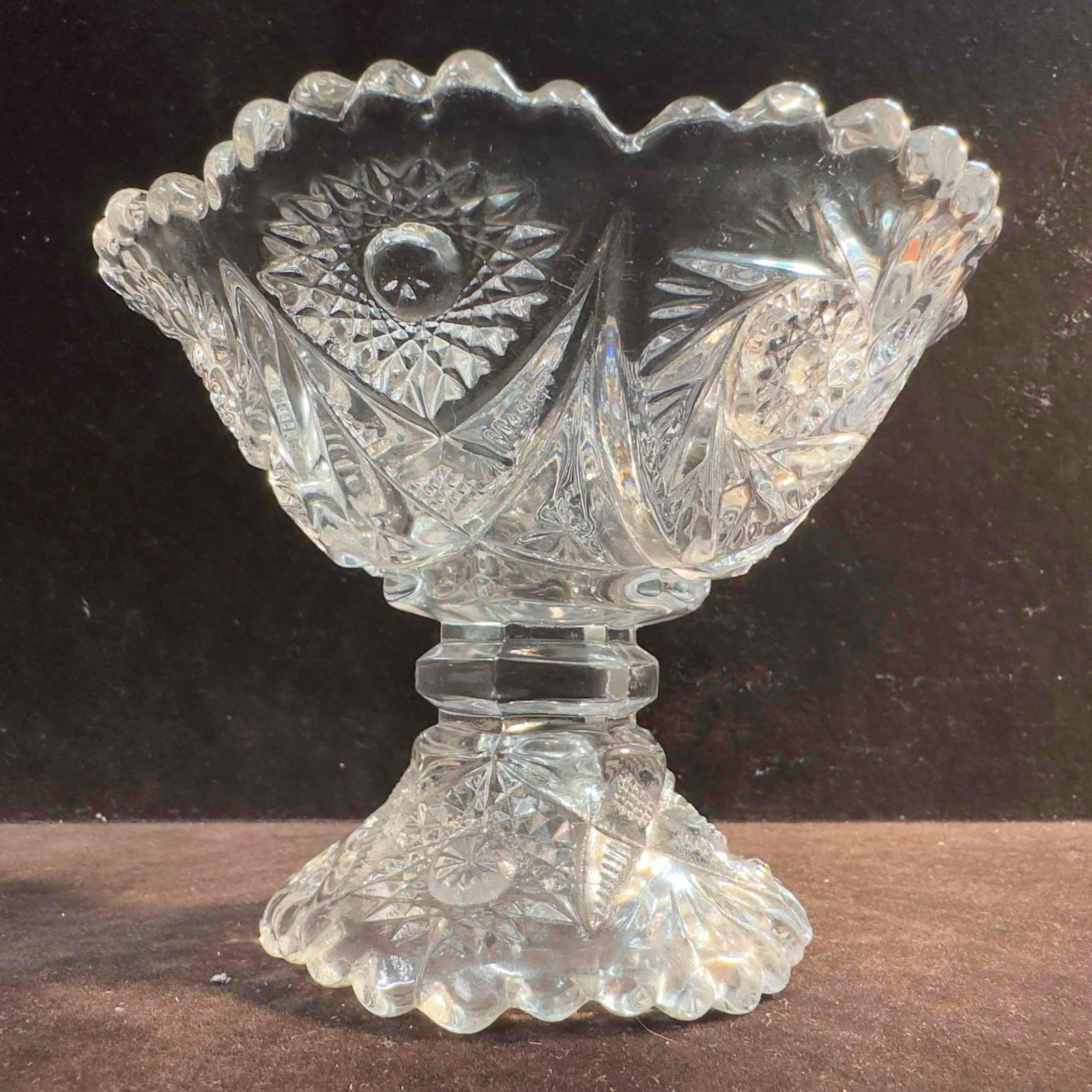 Imperial Glass Co EAPG #555 Clear Star and Arch Motif Footed Open Jam Compote Dish (1 of 8)