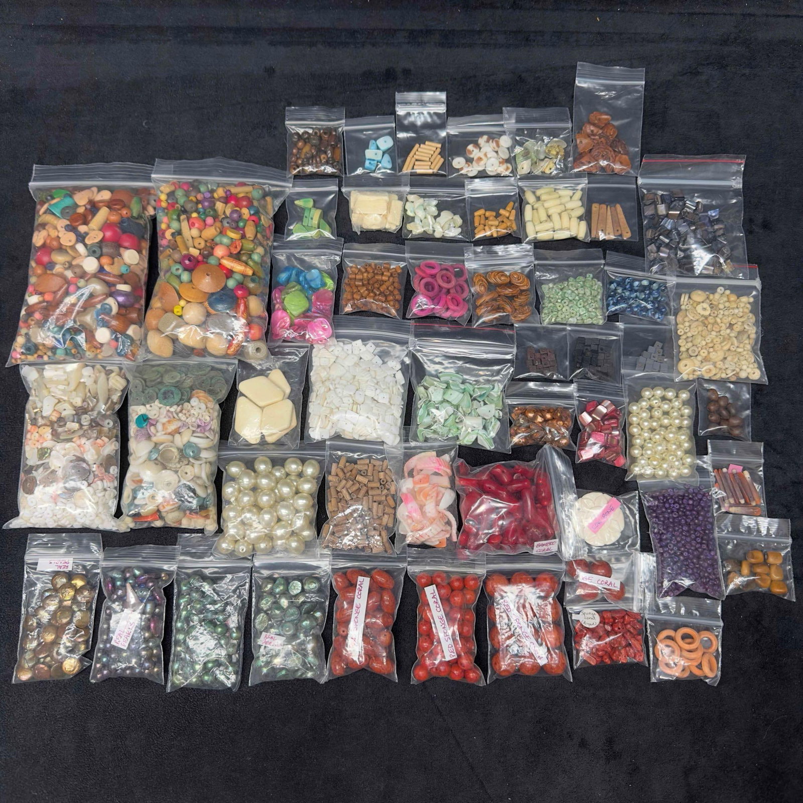 Assorted Jewelry Beads Natural Shell Bone Pearl Bead Glass Handcrafted Pieces: Assorted Jewelry Beads Natural Shell Bone Pearl Bead Glass Handcrafted Pieces. Over four (4) pounds of jewelry beads and pieces. This set includes real pearls, cow bone, red sponge coral, bamboo coral