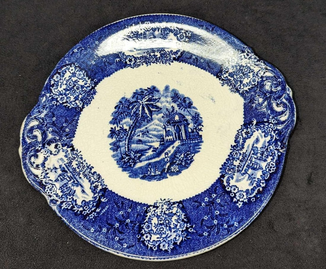 Antique Bonn Malta Two Handle Flow Blue Plate (1 of 5)