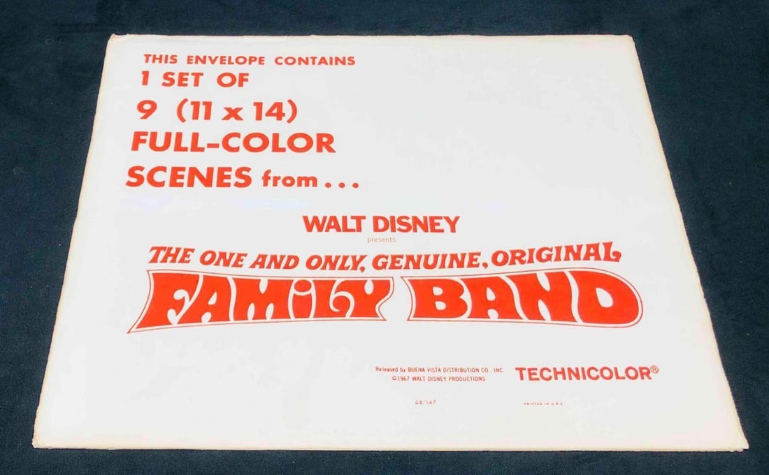9 Sealed Walt Disney Presents The One And Only, Genuine, Original, Family Band Lobby Cards 1967 (1 of 9)