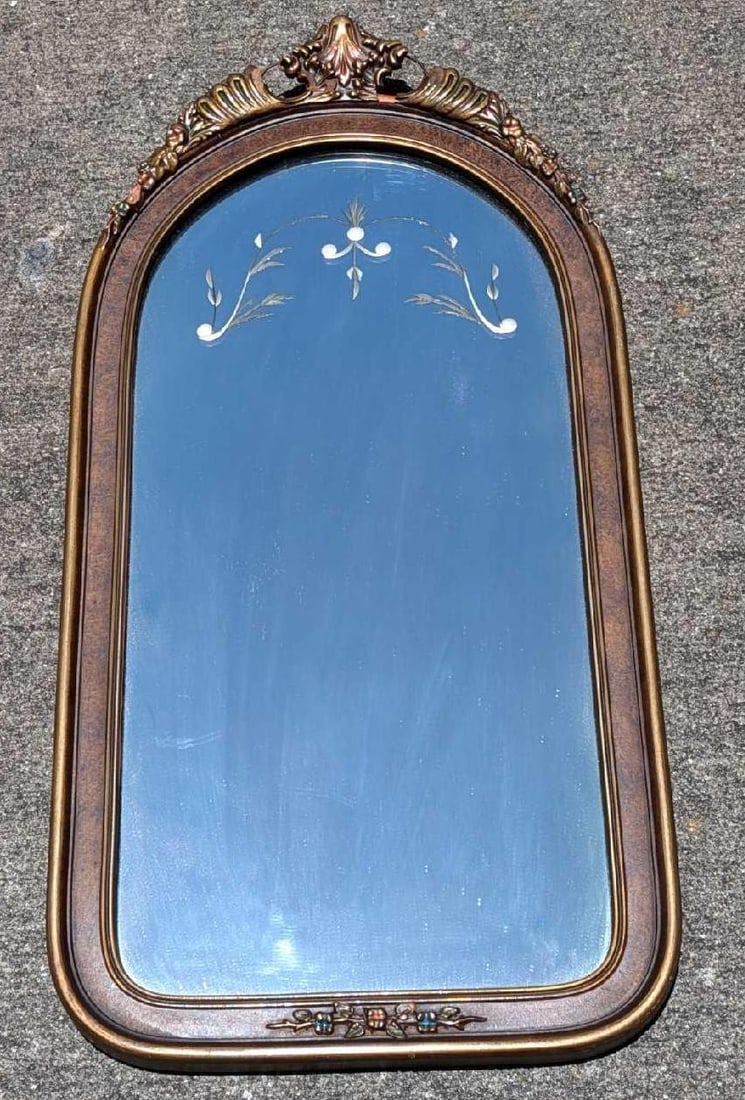 Vintage Etched Design 28" Wall Mirror (1 of 5)