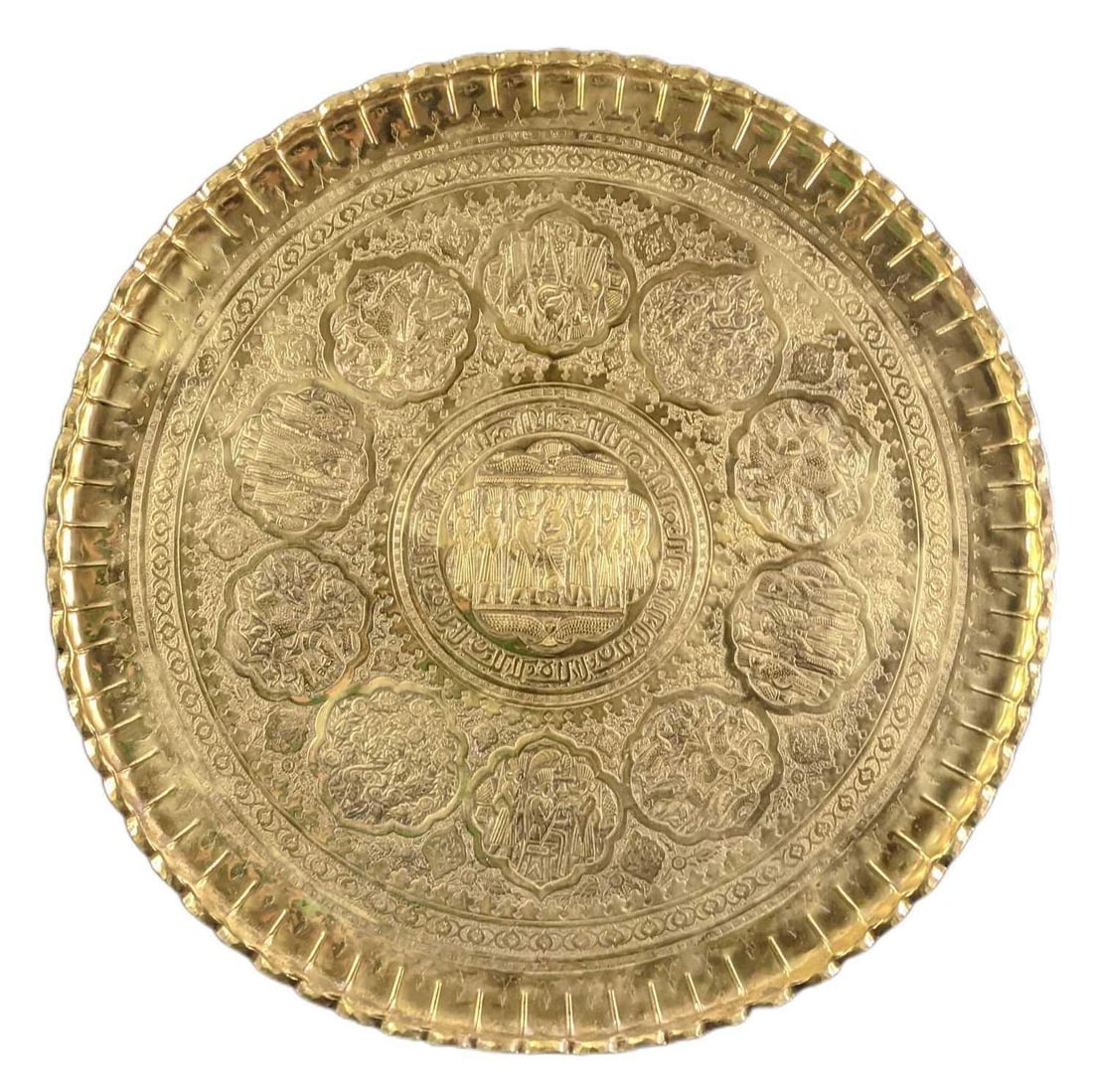 37" Middle Eastern Moorish Round Brass Tray / Table Top (1 of 10)
