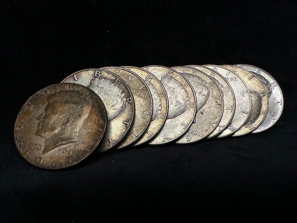 10 Kennedy Half Dollars 1965-1969 (1 of 2)