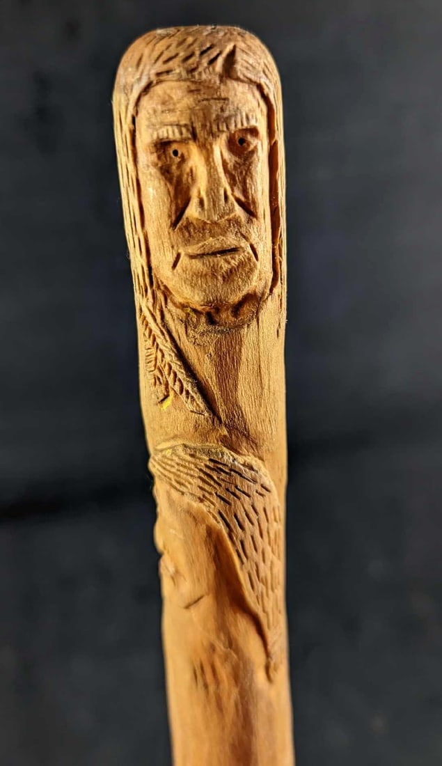 Vintage Hand Carved Wooden Walking Stick (1 of 7)