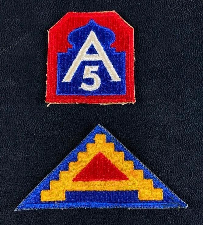 Two WWII Army Patches: Two WWII Army Patches One shoulder patch of the 5th Army, and one of the 7th Army. These Armies fought to liberate Europe and North Africa after D-Day. Approximate size: 4.5" x 2.5" x 1" A