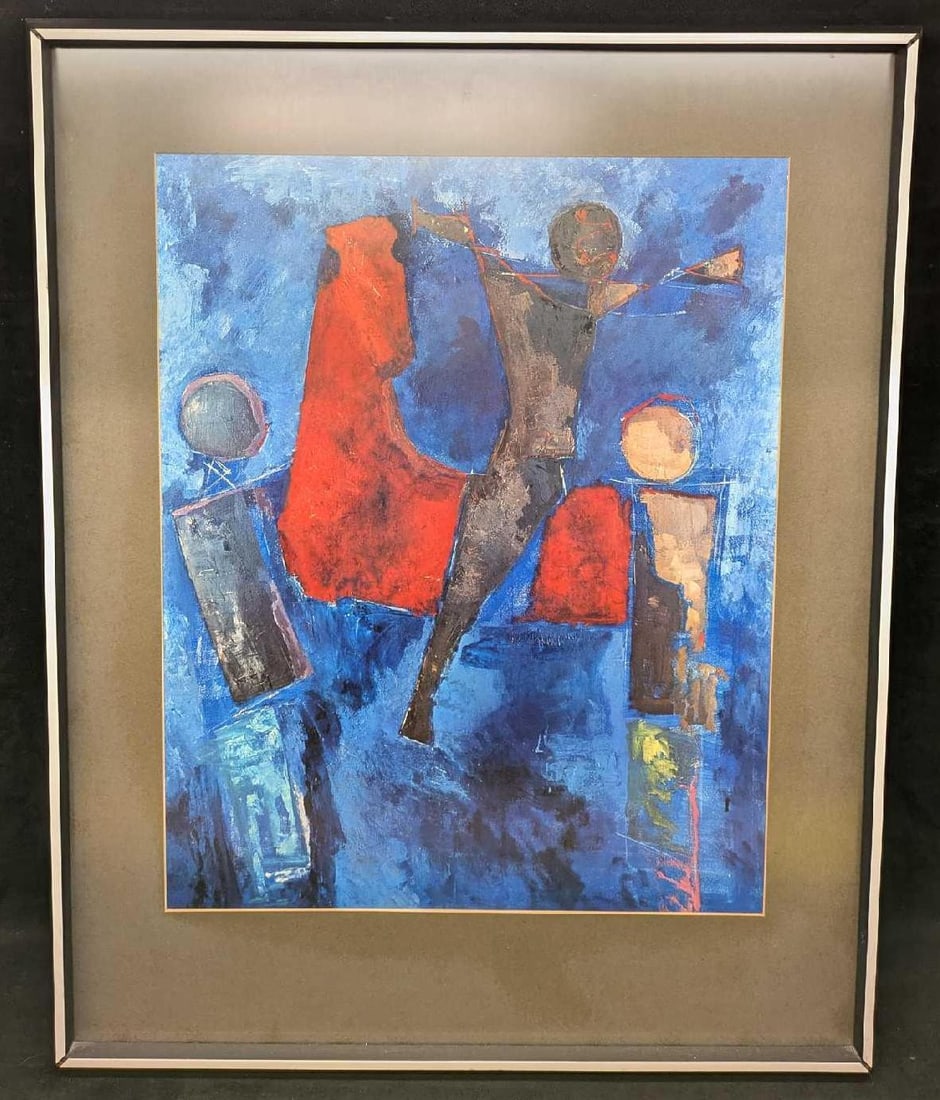 Framed Marino Marini Presentation In Blue Print R72: Framed Marino Marini Presentation In Blue Print R72. This is approx 25" x 1 5/8" x 31" and it weighs 9.50lbs. The backing paper is ripped and the corners are slightly separated. Please not