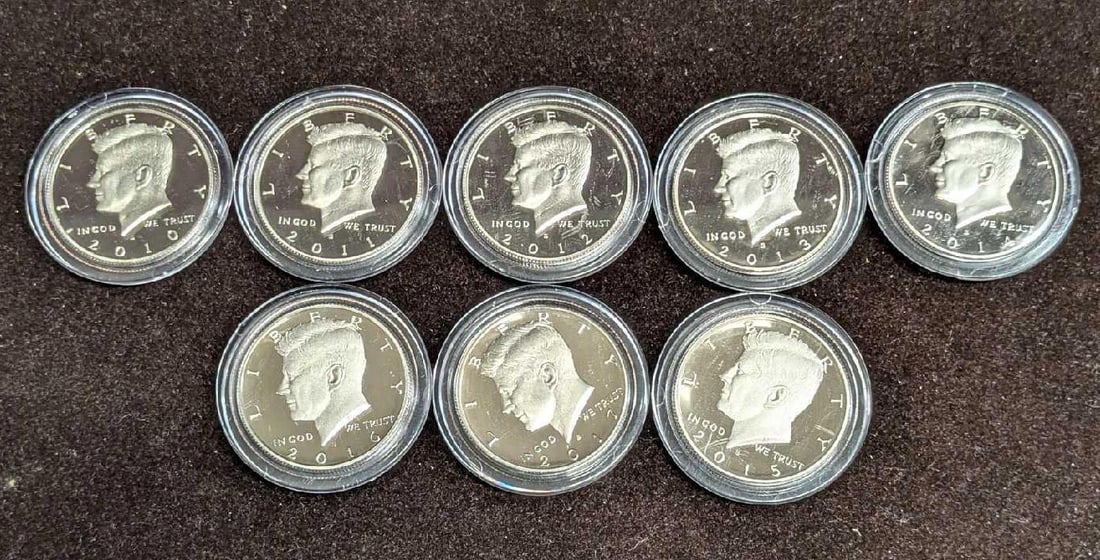 8 Kennedy Half Dollars Proof Run Coins (1 of 10)