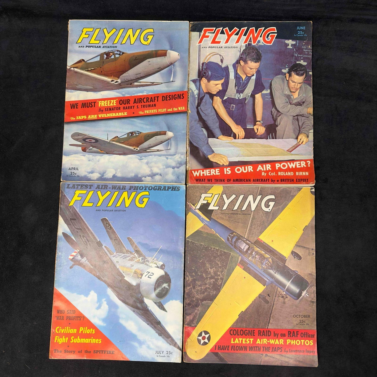 Flying and Popular Aviation Magazine 1942 Lot of 4 Four Magazines Collection Set (1 of 8)