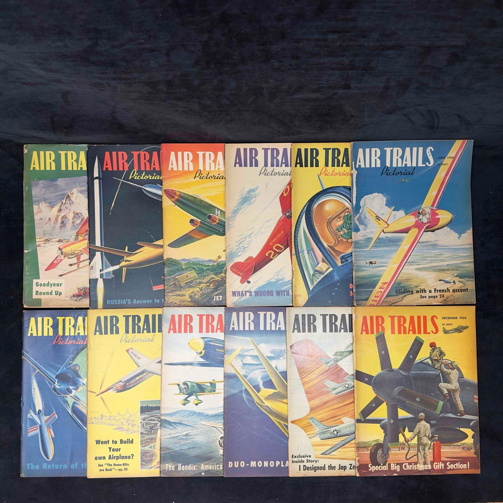 Air Trails Pictorial Aviation Magazine 1950 Lot of 12 Twelve Magazines Collection Complete Set (1 of 6)