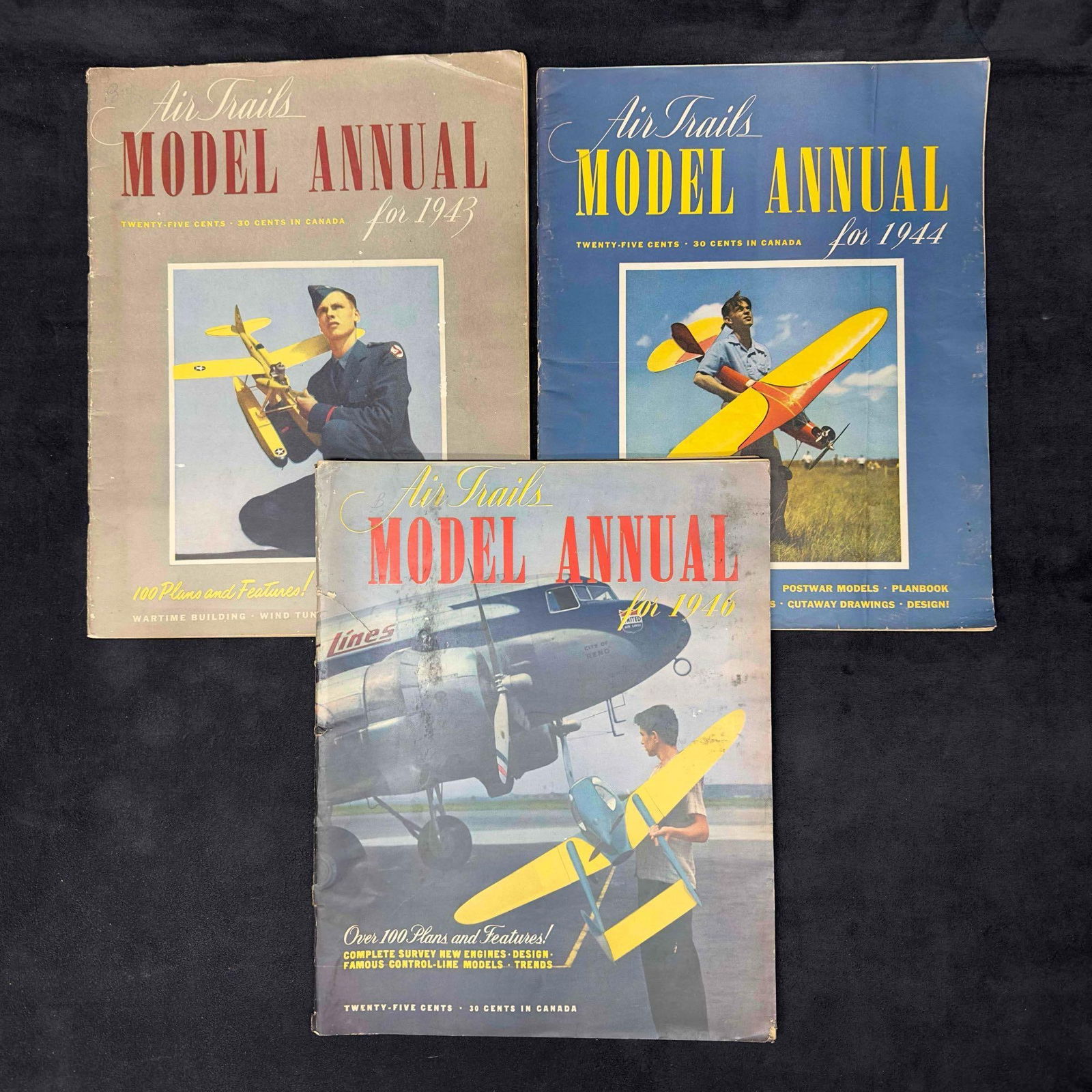 Air Trails Model Annual Aviation Magazine 1943 1944 1946 Lot of 3 Three Magazines Collection Set (1 of 5)