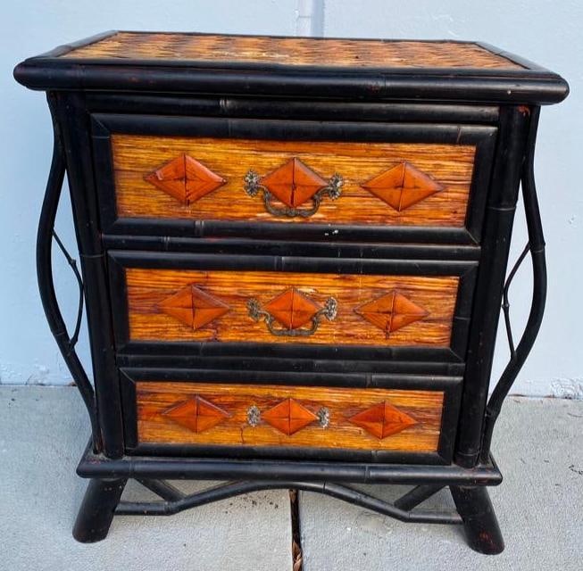 Bamboo & Wicker Nightstand (1 of 4)