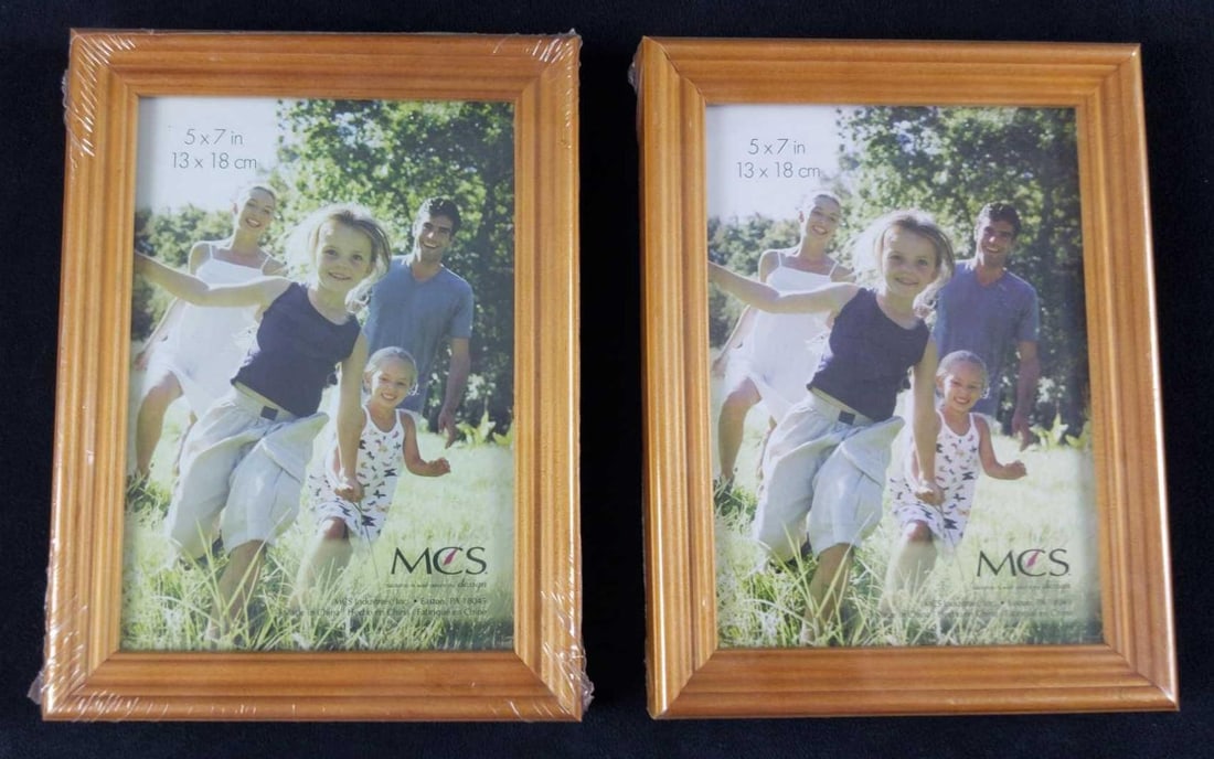 2 MCS Solid Wood Picture Frames Honey Oak 5 x 7: Traditional styling gives these frames an attractive look. Frames are 3/4 in. wide. and 3/4 in. deep. Frames are still in their original wrapping and have no known damage.