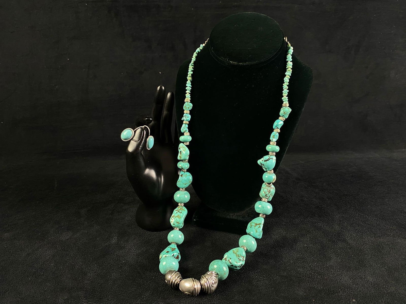 Authentic Chico's Chunky Turquoise Necklace & Earrings (1 of 8)