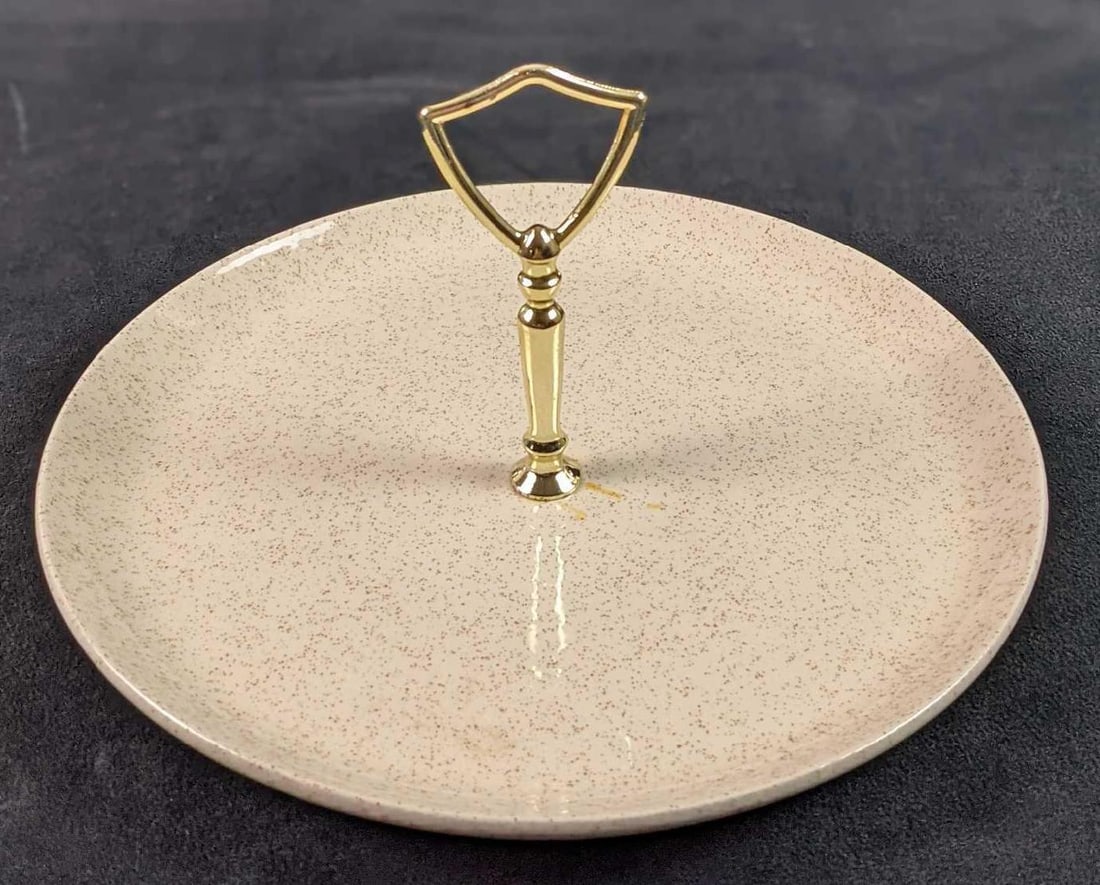 Vintage 1950s Susan Tid Bit Tray Serving Tray Gold Tone Handle (1 of 7)