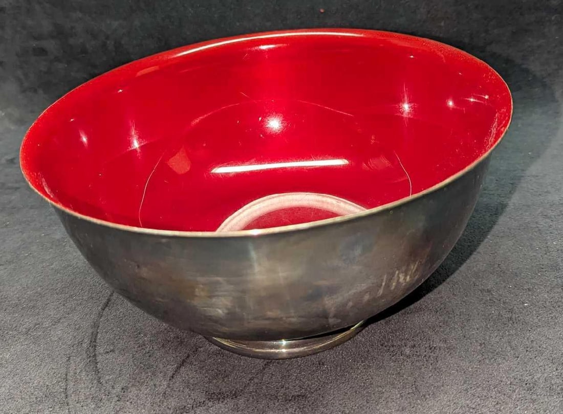 Vintage Reed & Barton Silverplated Red Enamel Bowl #105 (1 of 12)