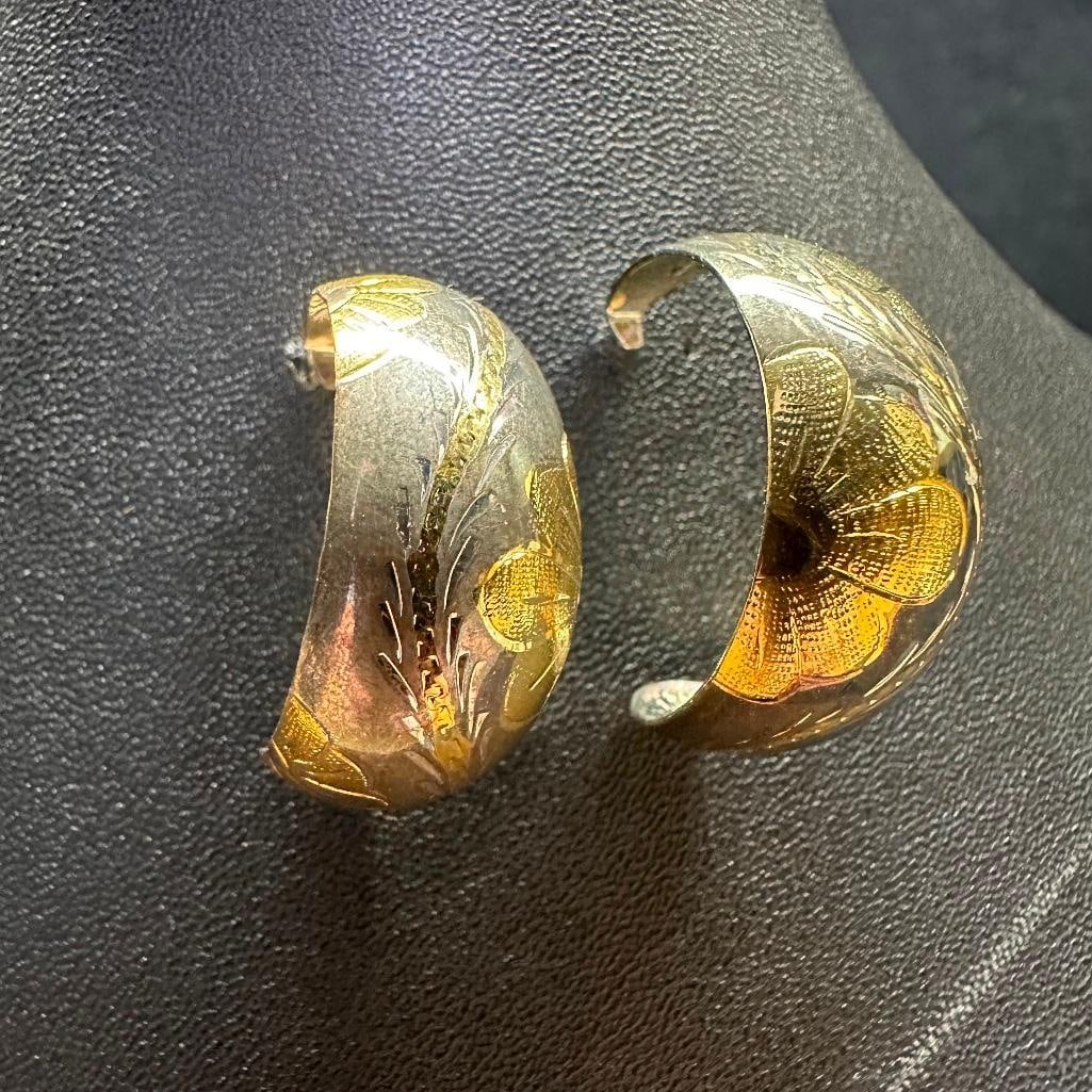 Sterling Silver Two Tone Half Hoops (1 of 3)