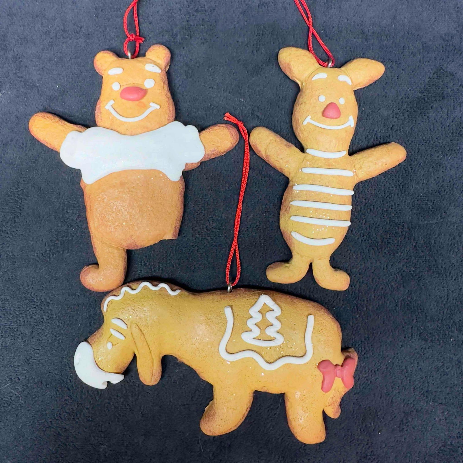Gingerbread Cookie Christmas Holiday Ornament Winnie the Pooh Piglet Eeyore Set: Gingerbread Cookie Christmas Holiday Ornament Winnie the Pooh Piglet Eeyore Set. These ornaments feature Winnie the Pooh characters as gingerbread cookie themed. Each ornament comes with original tag 