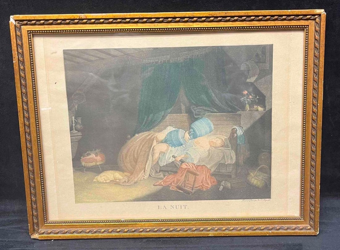 Color Engraving "The Night" By French Artist Nicolas Francois Regnault (1746-1810) (1 of 9)