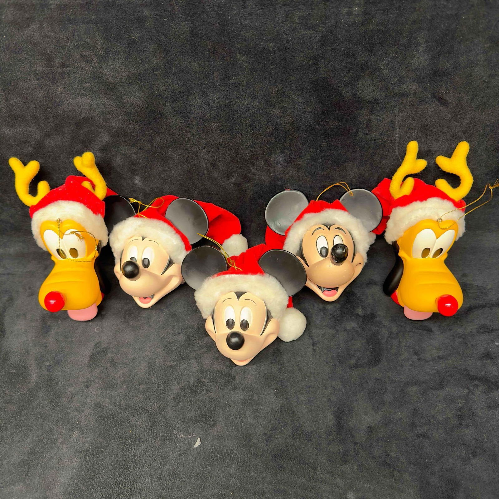 Disney Santa Mickey Mouse Reindeer Pluto Holiday Christmas Ornament Resin Ball Ornaments Set (1 of 8)