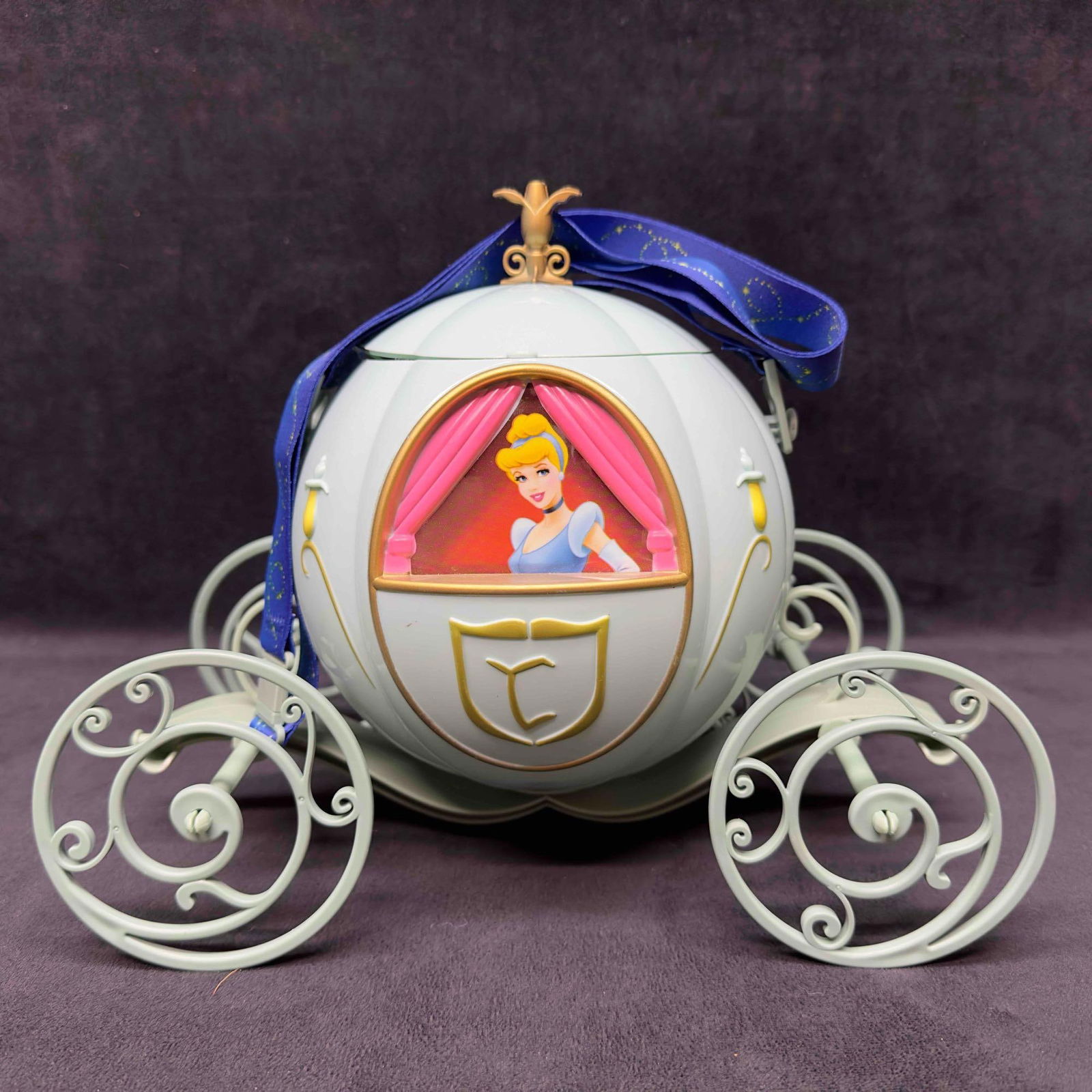 Disney Parks Cinderella's Carriage Coach Blue Popcorn Bucket With Strap (1 of 7)