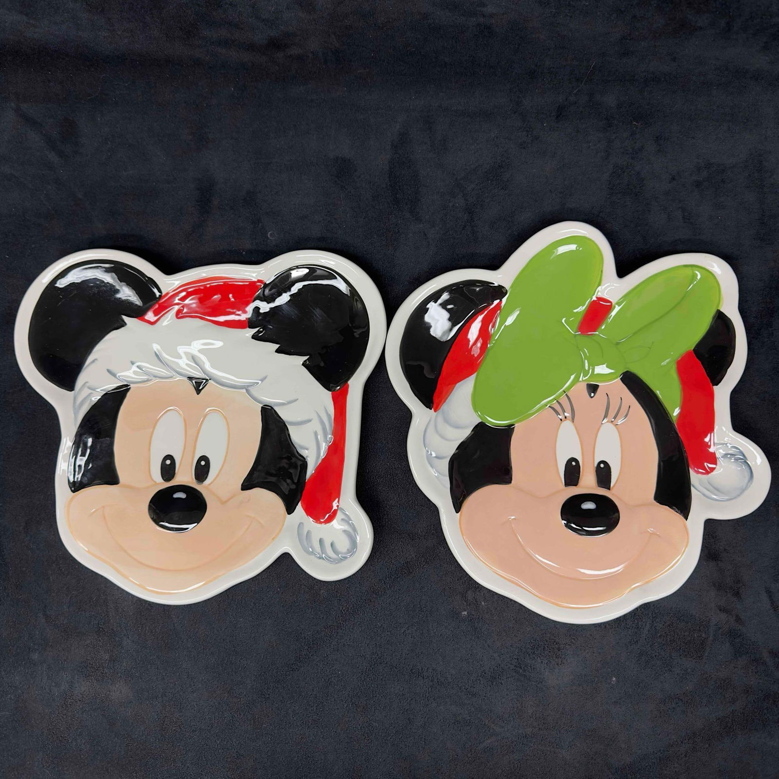 Mickey and Minnie Mouse Disney Ceramic Serving Plates Christmas Holiday Plate Set (1 of 5)