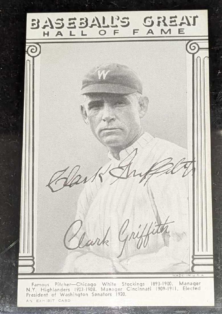 Clark Griffith Autographed Baseball Great Hall Of Fame Card With COA (1 of 5)