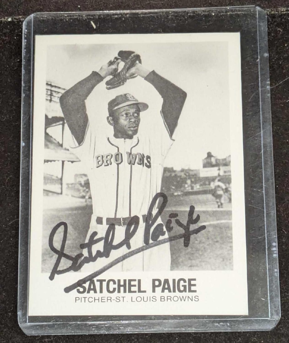 Satchel Paige HOF Autographed Baseball Card (1 of 2)
