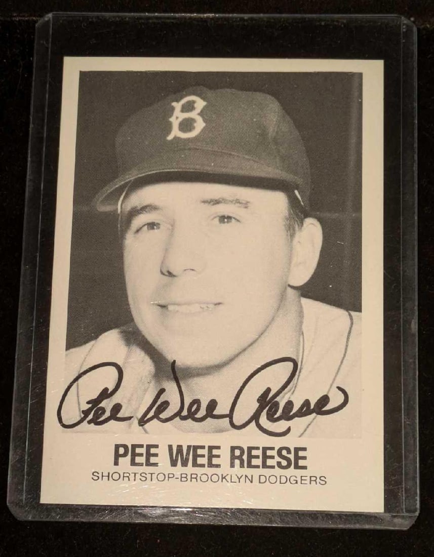 Pee Wee Reese HOF Autographed Baseball Card (1 of 2)
