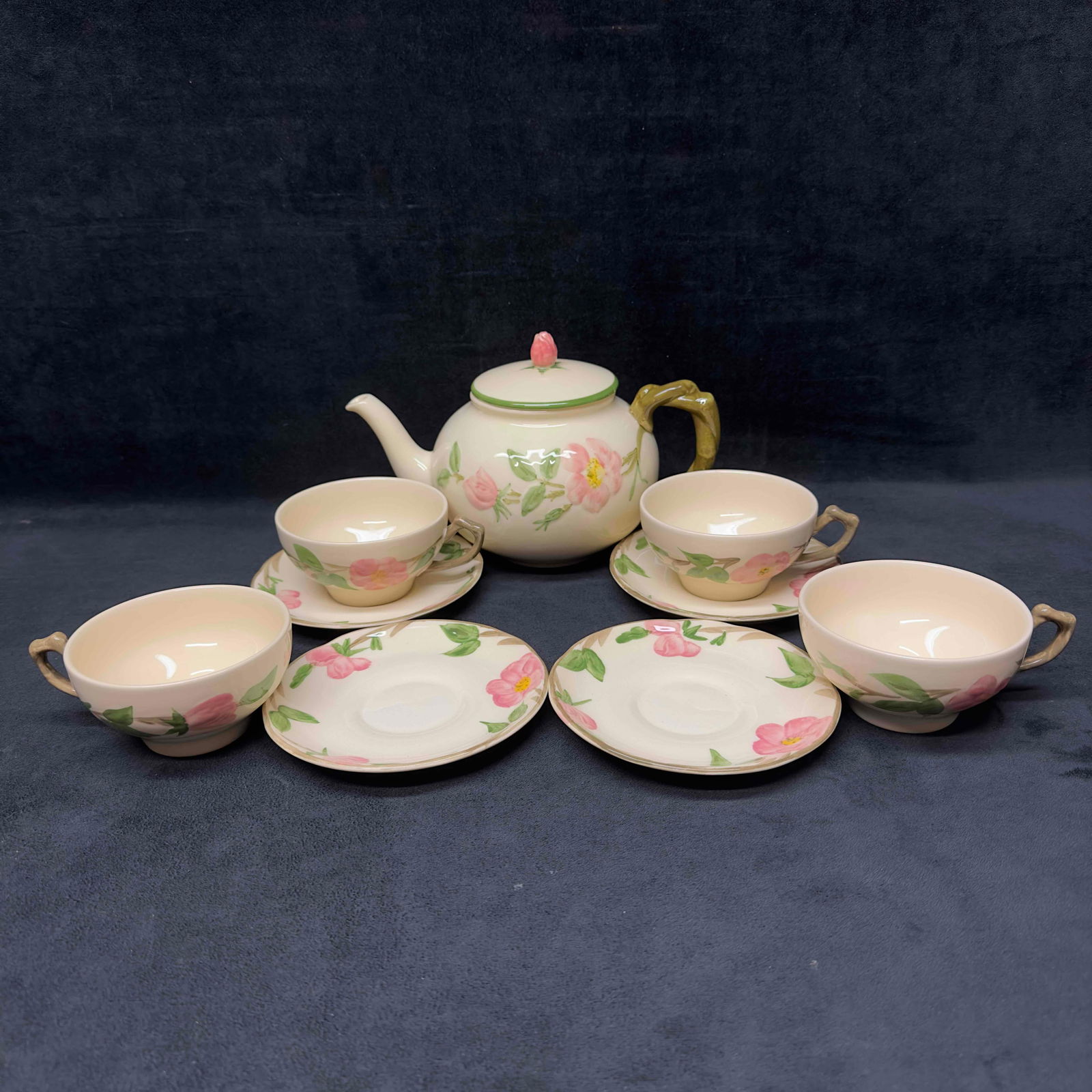 Franciscan Desert Rose Tea Set England Hand Decorated Tea Pot Cups and Plates (1 of 10)