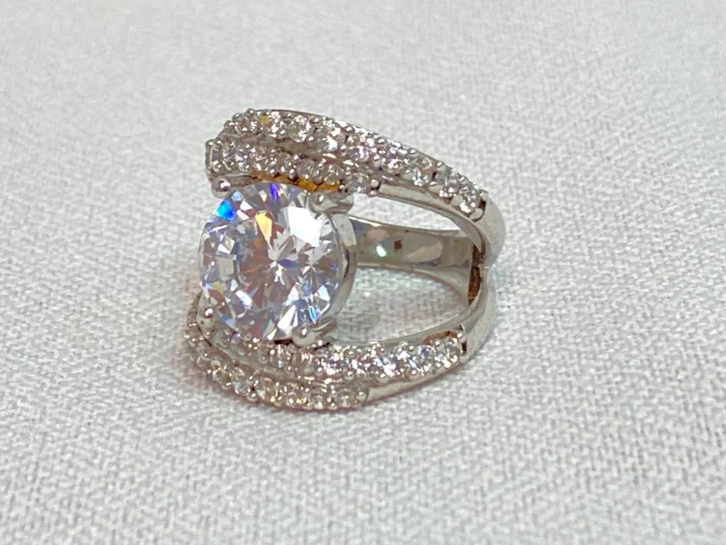Sterling CZ Ring Large Round Center Stone (1 of 3)