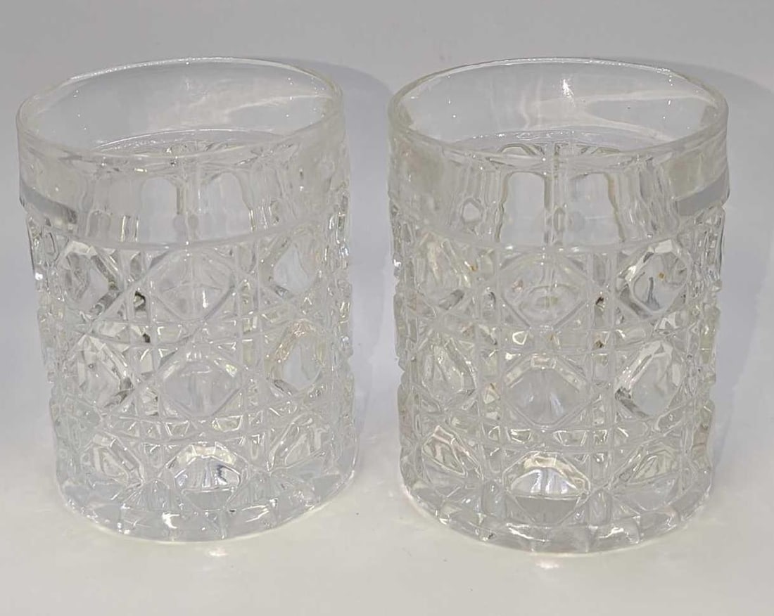 2 Vintage American Cut Double Old Fashioned Glasses D (1 of 5)