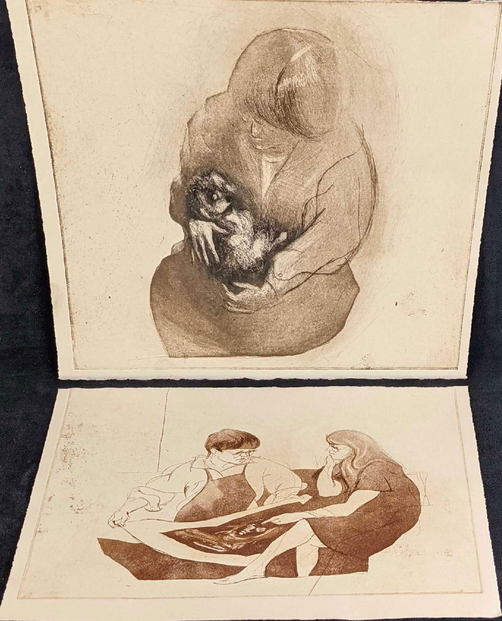 Two Vintage Wood Block Prints (1 of 4)